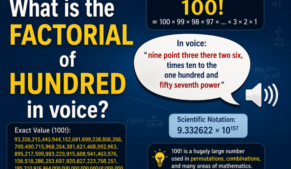 What is the factorial of hundred in voice
